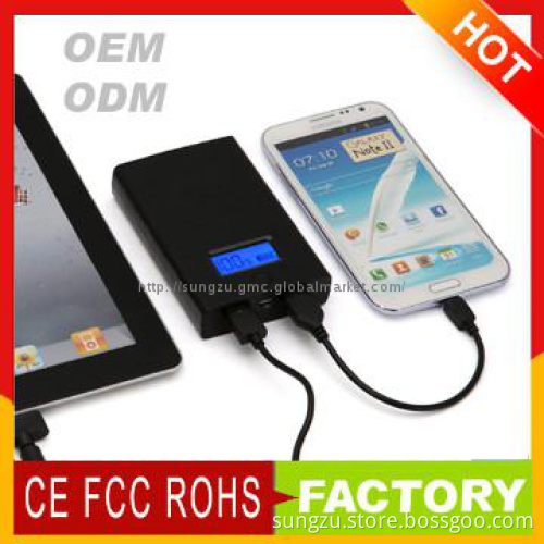 External power bank portable battery mobile charger with dual usb